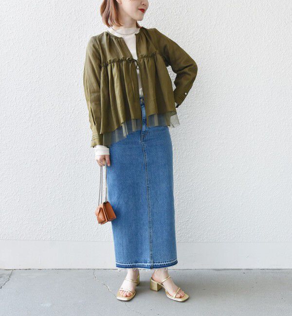 SHIPS for women「*〈手洗い可能〉ペーパー リネン フリル 羽織 ブラウス」|シャツ・ブラウス|