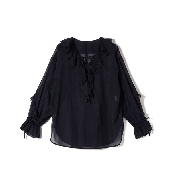 SHIPS for women「* 〈手洗い可能〉強撚 コットン シアー ボイル フリル ブラウス ◇」|シャツ・ブラウス|