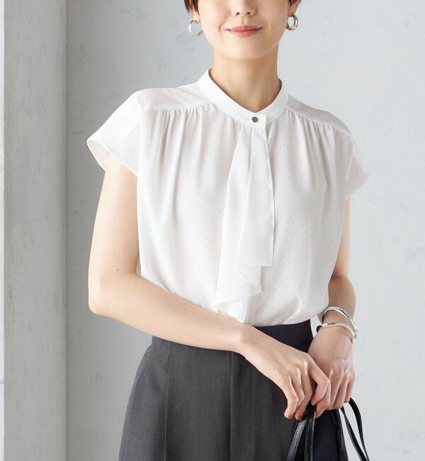 SHIPS for women「〈手洗い可能〉スカーフ タイ フレンチ スリーブ ブラウス ◇」|シャツ・ブラウス|ホワイト