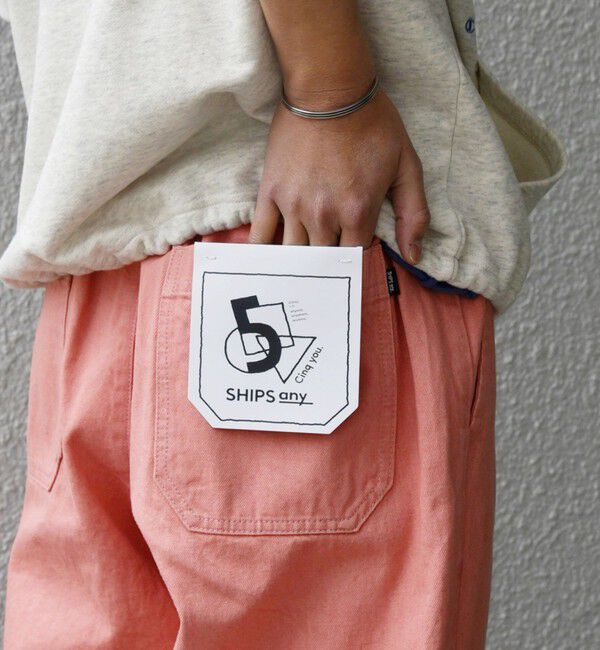 SHIPS any「SHIPS any: フリーサイズ  カラー/ネップ  デニム イージーパンツ (ユニセックス)◇」|デニム|ピンク