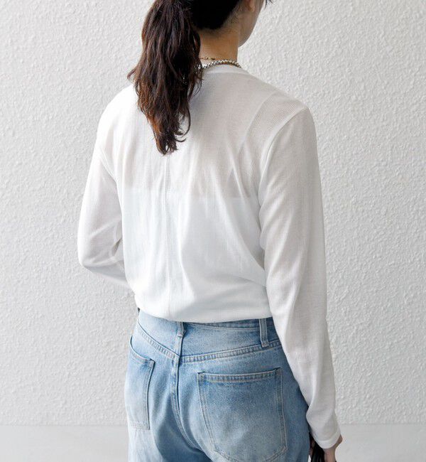 SHIPS any「SHIPS any:〈洗濯機可能〉シアー リブ ロング スリーブ クルーネック TEE」|Tシャツ・カットソー|