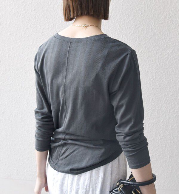 SHIPS any「SHIPS any:〈洗濯機可能〉シアー リブ ロング スリーブ クルーネック TEE」|Tシャツ・カットソー|