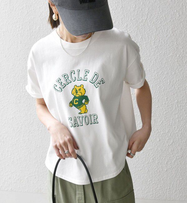 SHIPS any「【SHIPS any別注】KNiTS:〈洗濯機可能〉ラウンドヘム プリント ショート TEE」|Tシャツ・カットソー|