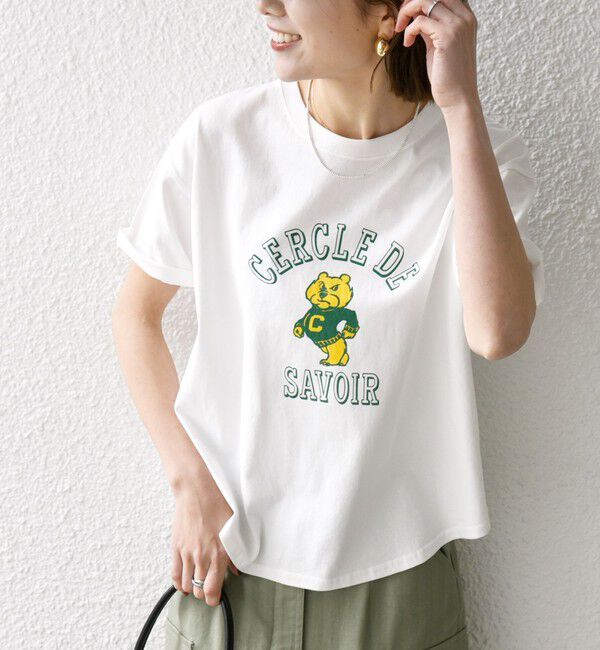 SHIPS any「【SHIPS any別注】KNiTS:〈洗濯機可能〉ラウンドヘム プリント ショート TEE」|Tシャツ・カットソー|