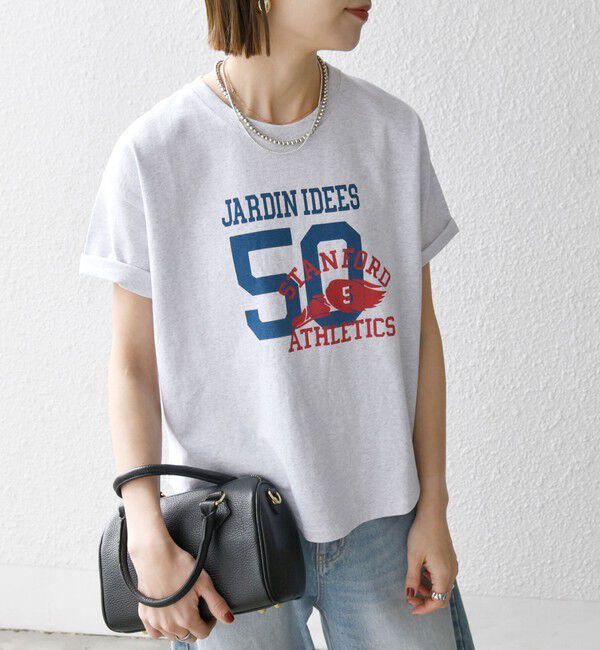 SHIPS any「【SHIPS any別注】KNiTS:〈洗濯機可能〉ラウンドヘム プリント ショート TEE」|Tシャツ・カットソー|