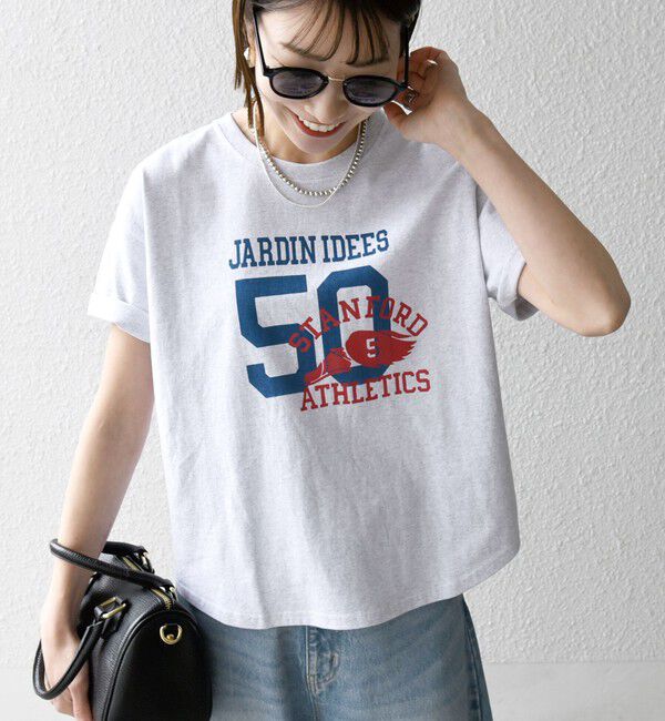 SHIPS any「【SHIPS any別注】KNiTS:〈洗濯機可能〉ラウンドヘム プリント ショート TEE」|Tシャツ・カットソー|