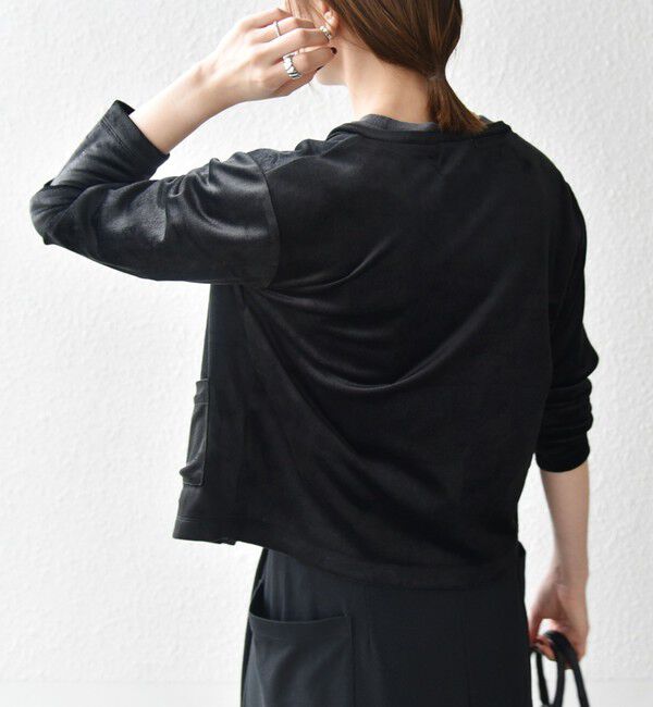 SHIPS any「SHIPS any:〈洗濯機可能〉ポリエステル ベロア コンパクト スナップ カーディガン」|カーディガン|