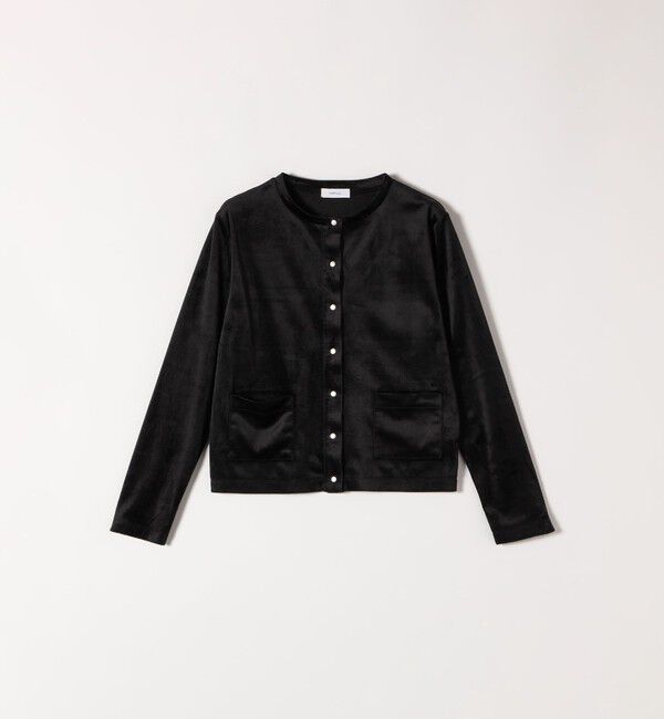 SHIPS any「SHIPS any:〈洗濯機可能〉ポリエステル ベロア コンパクト スナップ カーディガン」|カーディガン|