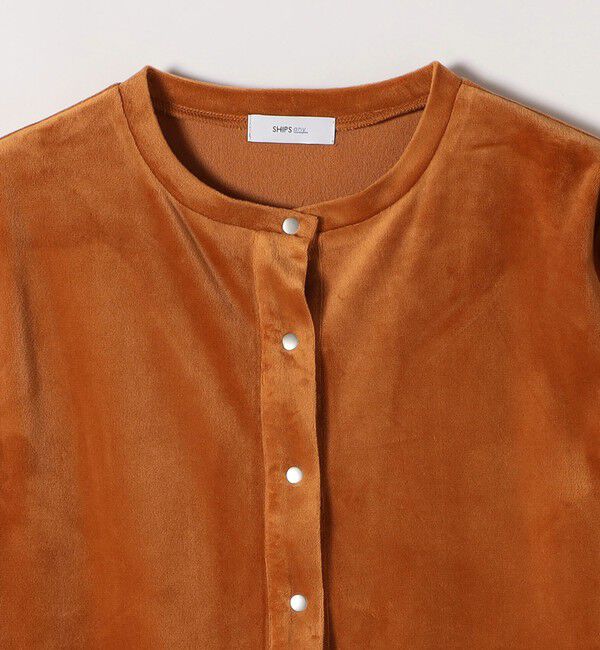 SHIPS any「SHIPS any:〈洗濯機可能〉ポリエステル ベロア コンパクト スナップ カーディガン」|カーディガン|