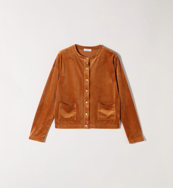 SHIPS any「SHIPS any:〈洗濯機可能〉ポリエステル ベロア コンパクト スナップ カーディガン」|カーディガン|