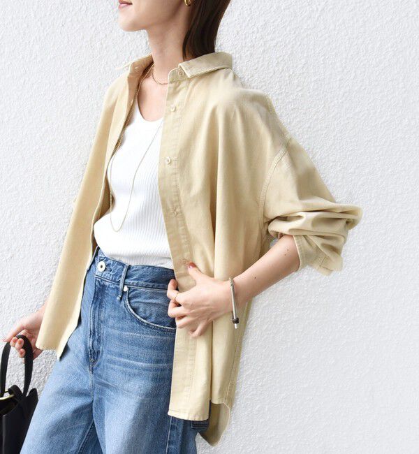 SHIPS for women「【WEB限定】〈洗濯機可能〉コーデュロイ ギャザー シャツ 羽織」|シャツ・ブラウス|ベージュ