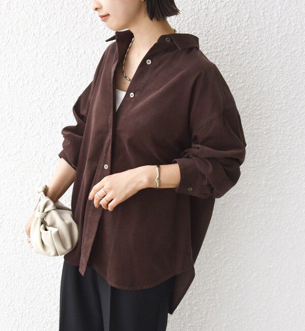 SHIPS for women「【WEB限定】〈洗濯機可能〉コーデュロイ ギャザー シャツ 羽織」|シャツ・ブラウス|