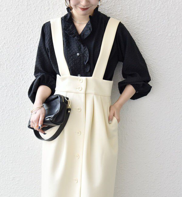 SHIPS any「SHIPS any:〈洗濯機可能〉ジャージー ハイウエスト Iライン ジャンパースカート」|ジャンパースカート|