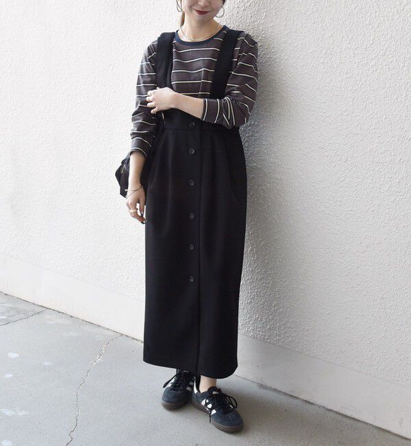 SHIPS any「SHIPS any:〈洗濯機可能〉ジャージー ハイウエスト Iライン ジャンパースカート」|ジャンパースカート|