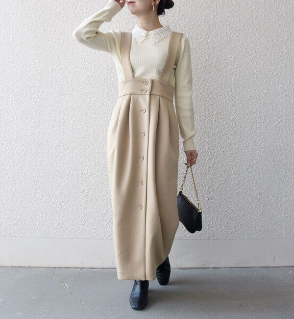 SHIPS any「SHIPS any:〈洗濯機可能〉ジャージー ハイウエスト Iライン ジャンパースカート」|ジャンパースカート|