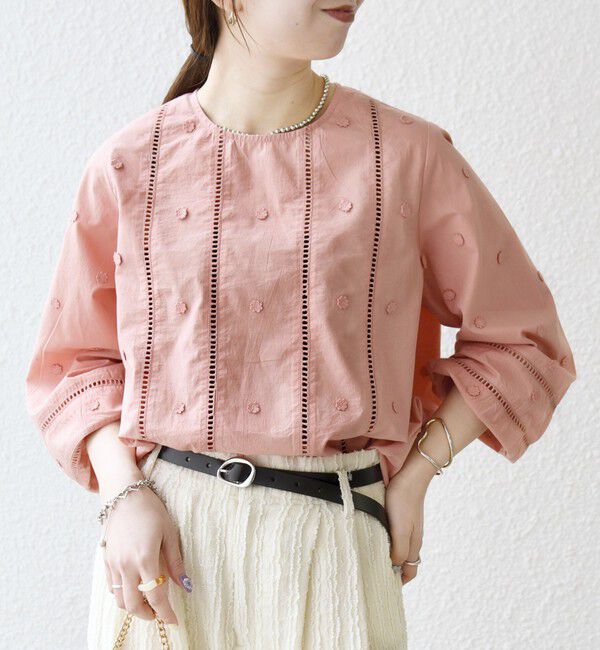 SHIPS any「【WEB限定】SHIPS any:〈洗濯機可能〉フラワー モチーフ ハシゴレース クルーネック ブラウス」|シャツ・ブラウス|