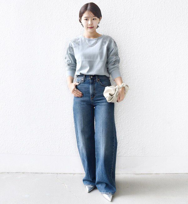 SHIPS for women「《予約》【WEB限定】〈手洗い可能〉ショルダー レース コンビ ニット プルオーバー」|ニット・セーター|