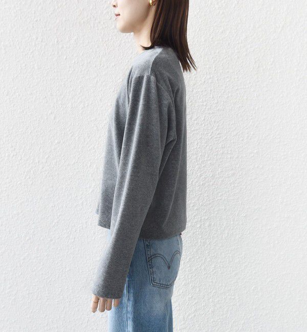 SHIPS for women「〈手洗い可能〉コットン ベロア パール モチーフ ボタン カーディガン」|カーディガン|