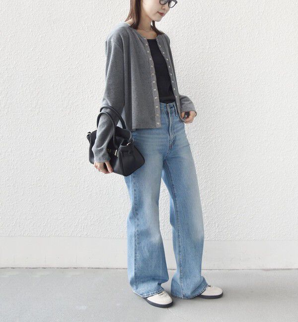 SHIPS for women「〈手洗い可能〉コットン ベロア パール モチーフ ボタン カーディガン」|カーディガン|