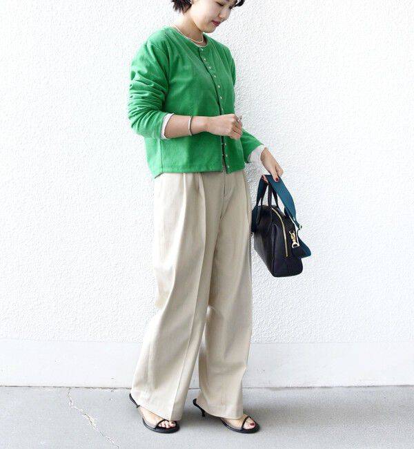 SHIPS for women「〈手洗い可能〉コットン ベロア パール モチーフ ボタン カーディガン」|カーディガン|