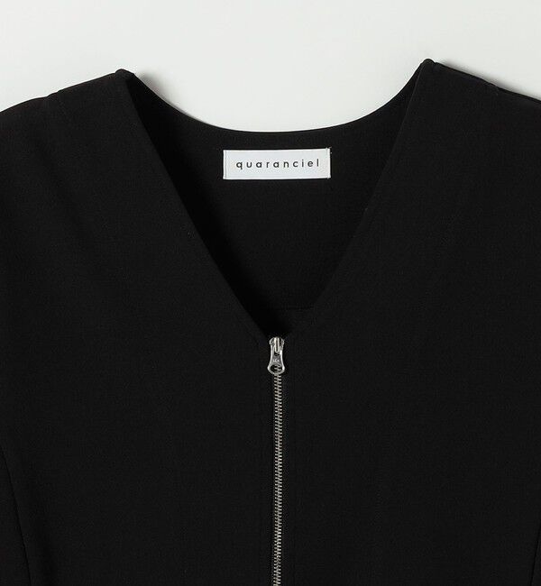 quaranciel「《予約》quaranciel:〈洗濯機可能〉カットジョーゼット Vネック ジップ カーディガン」|カーディガン|