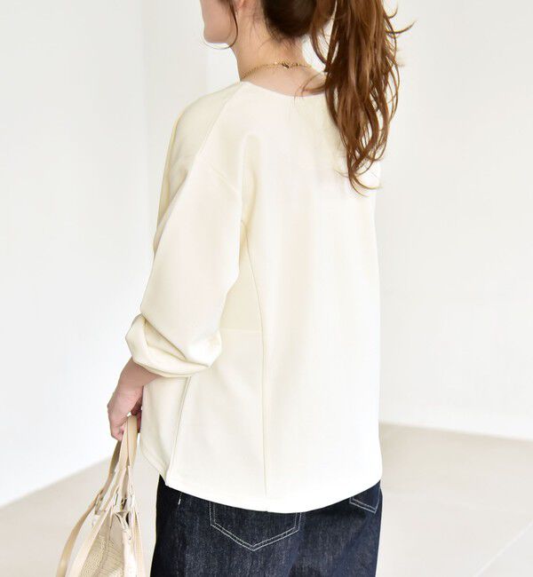 quaranciel「《予約》quaranciel:〈洗濯機可能〉カットジョーゼット Vネック ジップ カーディガン」|カーディガン|