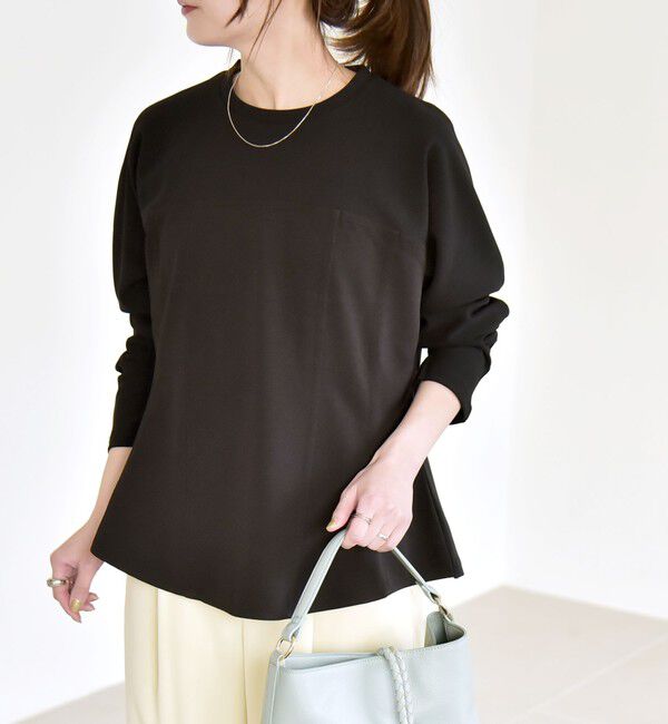 quaranciel「《予約》quaranciel:〈洗濯機可能〉カットジョーゼット ドッキング フレア プルオーバー」|Tシャツ・カットソー|