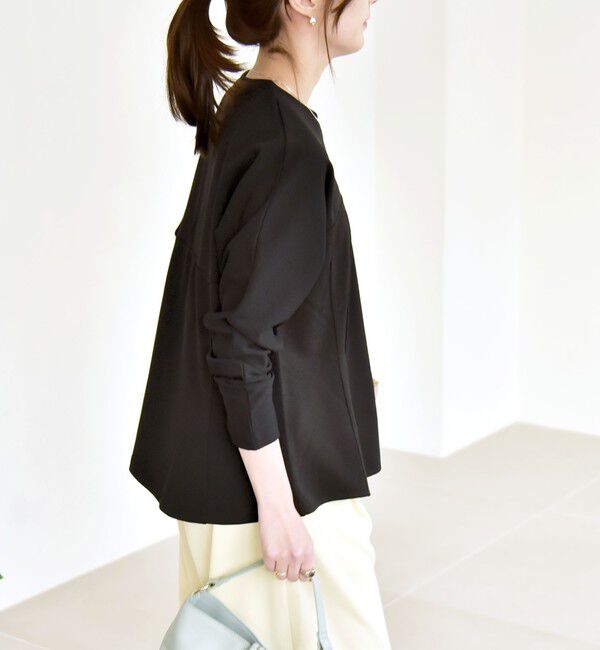 quaranciel「《予約》quaranciel:〈洗濯機可能〉カットジョーゼット ドッキング フレア プルオーバー」|Tシャツ・カットソー|