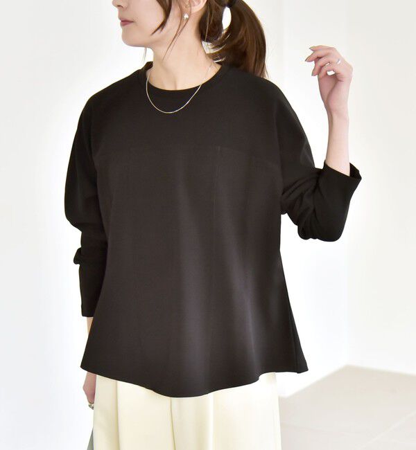 quaranciel「《予約》quaranciel:〈洗濯機可能〉カットジョーゼット ドッキング フレア プルオーバー」|Tシャツ・カットソー|