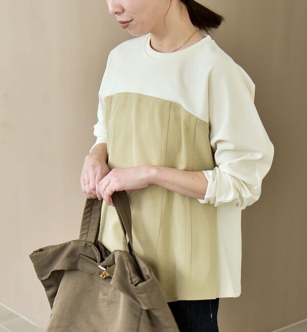 quaranciel「《予約》quaranciel:〈洗濯機可能〉カットジョーゼット ドッキング フレア プルオーバー」|Tシャツ・カットソー|