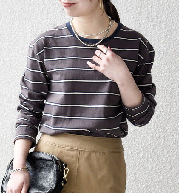 SHIPS any「《予約》SHIPS any:〈洗濯機可能〉マルチボーダー リンガー ロンTEE」|Tシャツ・カットソー|