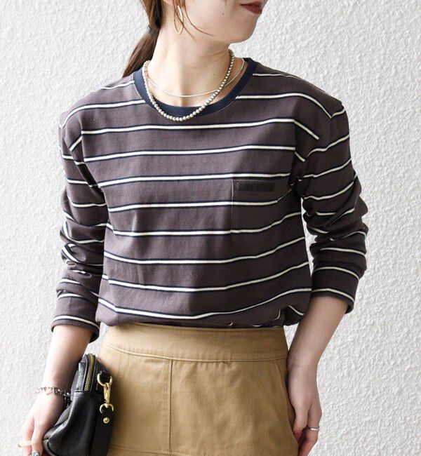 SHIPS any「《予約》SHIPS any:〈洗濯機可能〉マルチボーダー リンガー ロンTEE」|Tシャツ・カットソー|