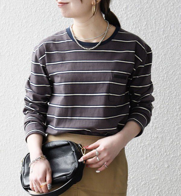 SHIPS any「《予約》SHIPS any:〈洗濯機可能〉マルチボーダー リンガー ロンTEE」|Tシャツ・カットソー|