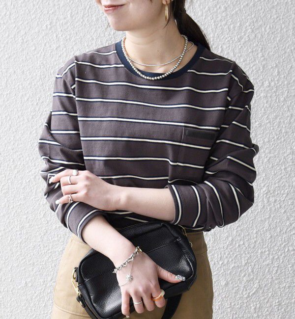 SHIPS any「《予約》SHIPS any:〈洗濯機可能〉マルチボーダー リンガー ロンTEE」|Tシャツ・カットソー|