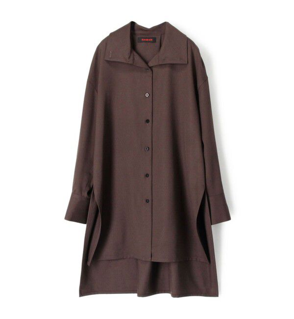 CABaN「 ウールツイル ハイネックロングシャツ」|シャツ・ブラウス|49 ダークブラウン
