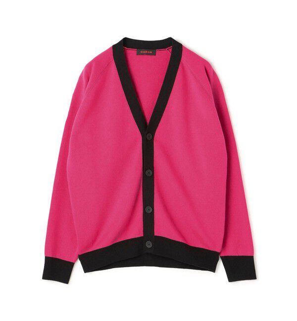 CABaN「CABaN コットンカシミヤ バイカラーVネックカーディガン」|カーディガン|34 ピンク&times;ブラック