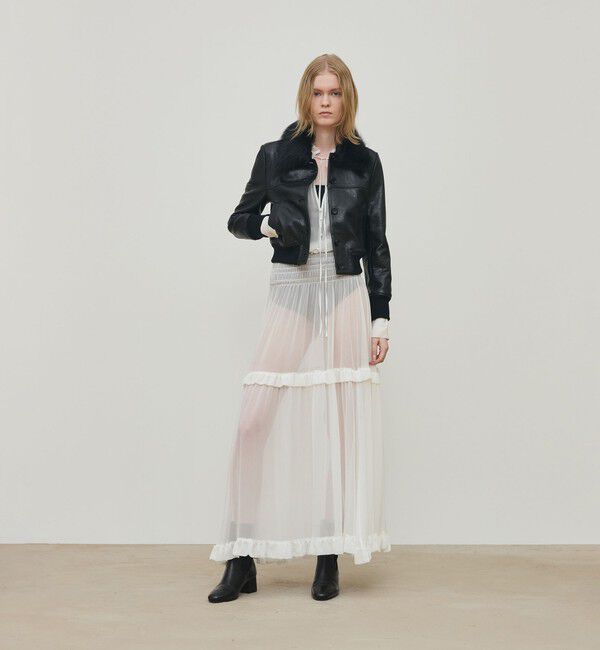 DES PRES「リンクルレザー ムートンカラーブルゾン」|ブルゾン・スタジャン|