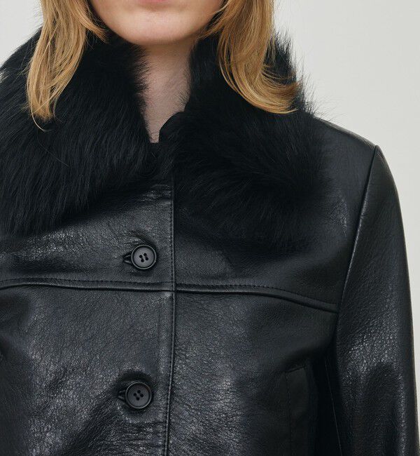 DES PRES「リンクルレザー ムートンカラーブルゾン」|ブルゾン・スタジャン|