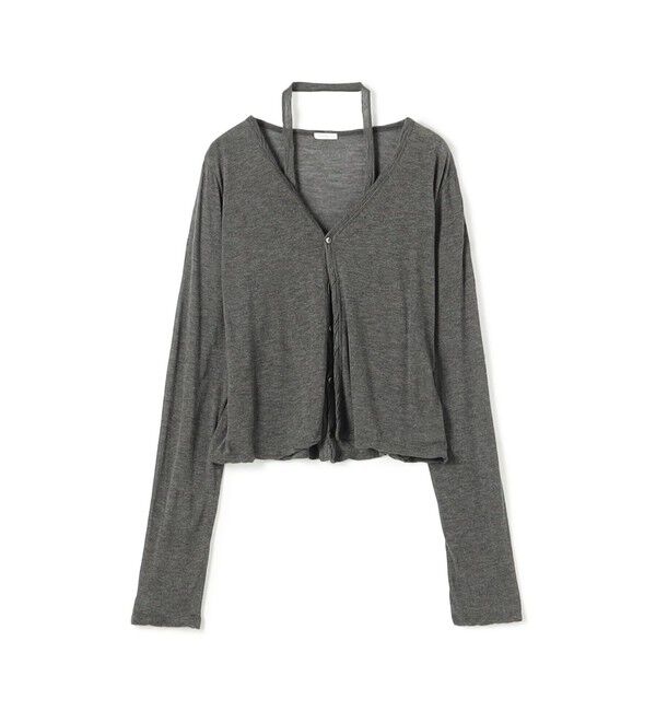 GALERIE VIE「レーヨンカシミヤジャージー ホルターネックコンビカーディガン」|カーディガン|17 チャコールグレー