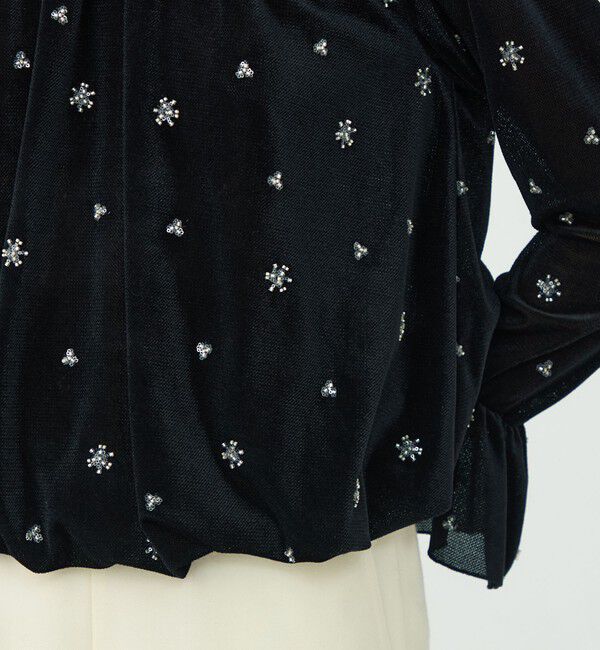 Ballsey「メッシュベロアエンブロイダリー ラッフルカフスブラウス」|シャツ・ブラウス|