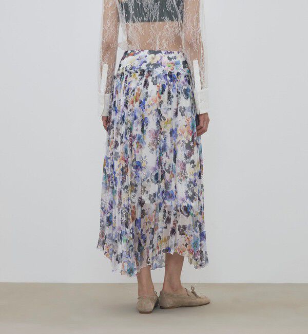 DES PRES「ブルームスケーププリント ギャザーマキシスカート」|フレア|