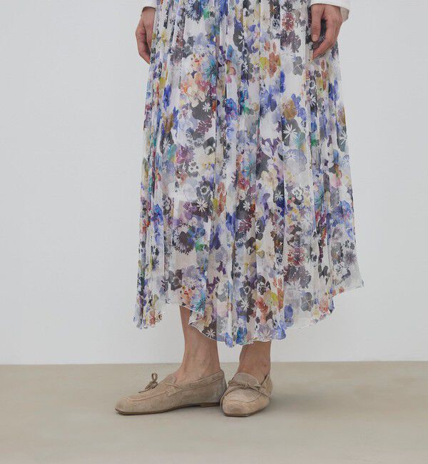 DES PRES「ブルームスケーププリント ギャザーマキシスカート」|フレア|