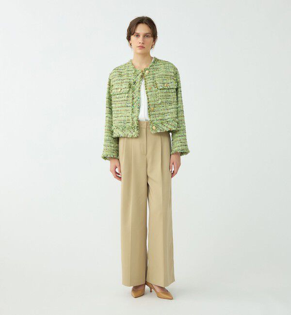 Ballsey「プレリーツイード クロップドクルージャケット」|ノーカラージャケット|