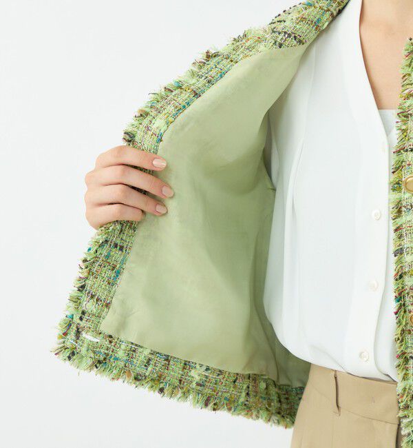 Ballsey「プレリーツイード クロップドクルージャケット」|ノーカラージャケット|