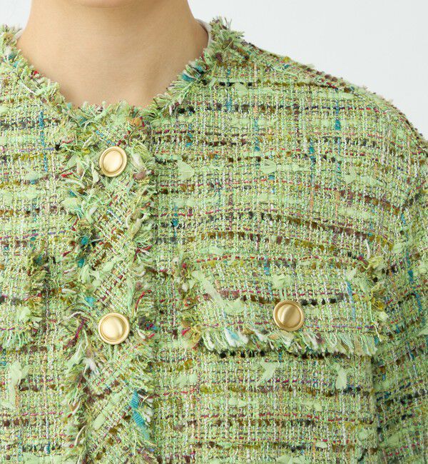 Ballsey「プレリーツイード クロップドクルージャケット」|ノーカラージャケット|