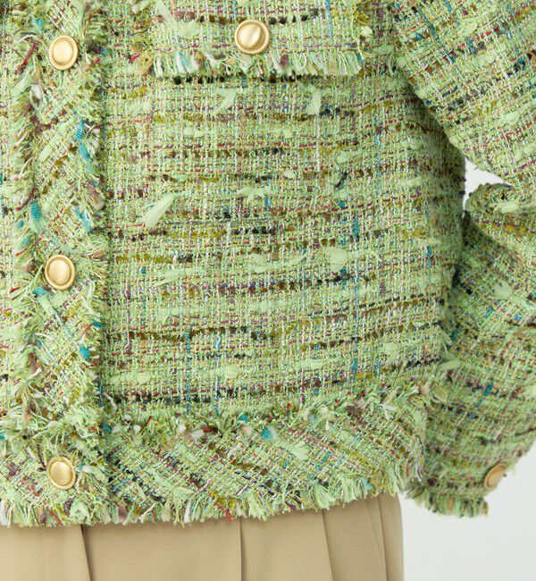 Ballsey「プレリーツイード クロップドクルージャケット」|ノーカラージャケット|