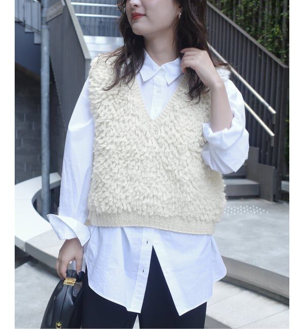 SLOBE IENA「NEPAL HAND KNIT SLOBE別注 ループニットベスト」|ベスト・ジレ|ホワイト