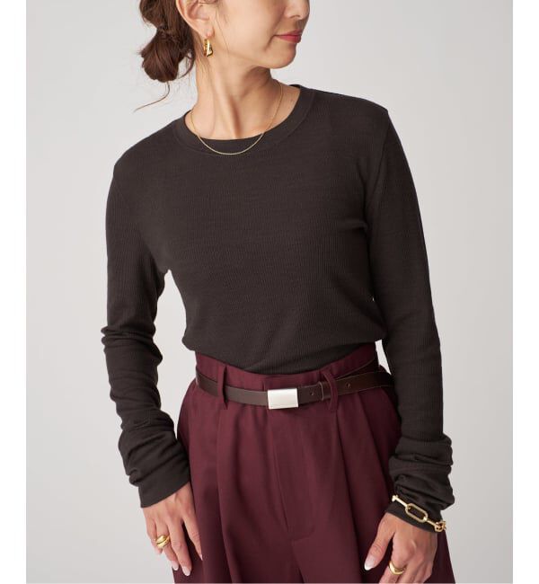 VERMEIL par iena「《追加》wool100 RIB クループルオーバー」|Tシャツ・カットソー|ブラウン