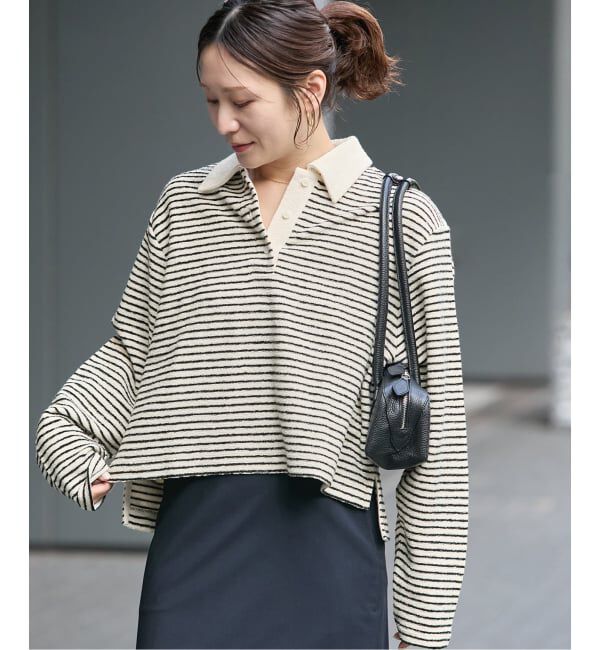 JOURNAL STANDARD「《予約》パイルボーダーポロシャツ」|Tシャツ・カットソー|ナチュラル