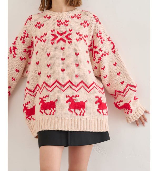 U by SPICK&SPAN「ノルディックニットプルオーバー」|ニット・セーター|レッド